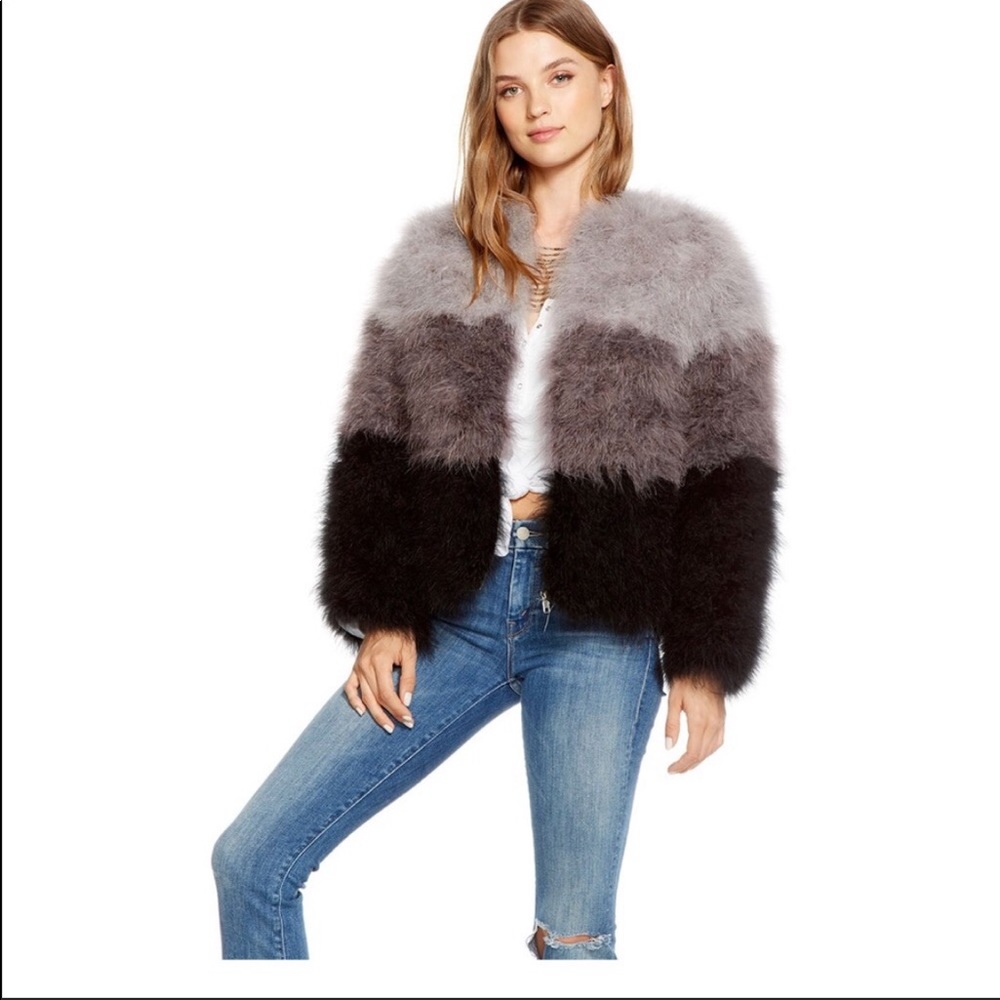 Chaser Ombré Maribou Fax Fur Jacket M
